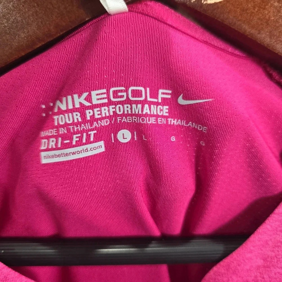 NIKE Golf Tour Performance Womens Pink DRI-FIT Collarless Pink‎ Top Size Large - Picture 6 of 6